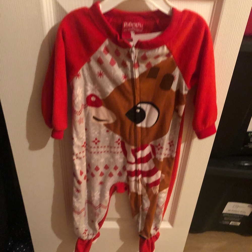 Rudolph Zip up footie pjs